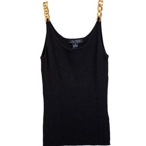 silk blend gold chain strap cami